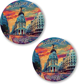 Madrid Spain Pin Button 2.25 inch 2-Pack  Pinback Button for Jeans Pants Shirt Backpack  Pins for Clothes Hat Cap ID45000