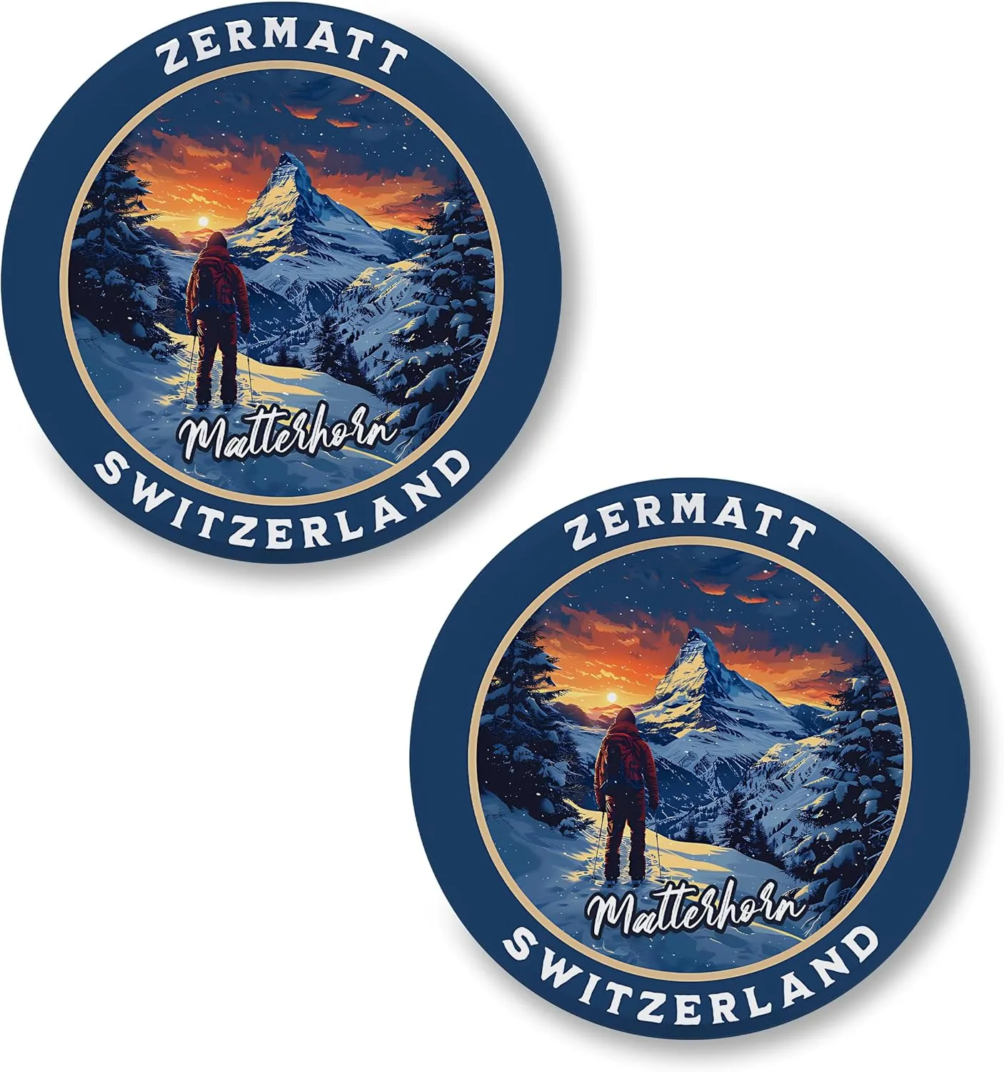 Matterhorn Zermatt Switzerland Pin Button 2.25 inch 2-Pack  Pinback Button for Jeans Pants Shirt Backpack  Pins for Clothes Hat Cap ID45000