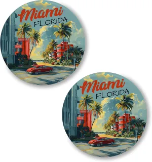 Miami Florida Pin Button 2.25 inch 2-Pack  Pinback Button for Jeans Pants Shirt Backpack  Pins for Clothes Hat Cap ID45000