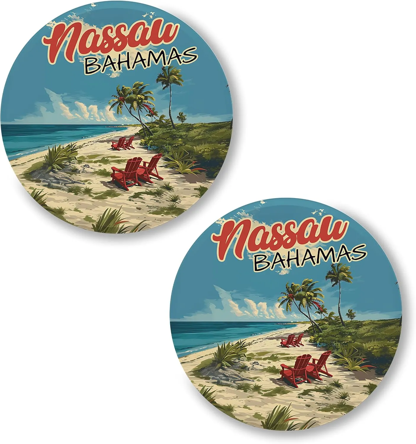 Nassau Bahamas Pin Button 2.25 inch 2-Pack  Pinback Button for Jeans Pants Shirt Backpack  Pins for Clothes Hat Cap ID45000