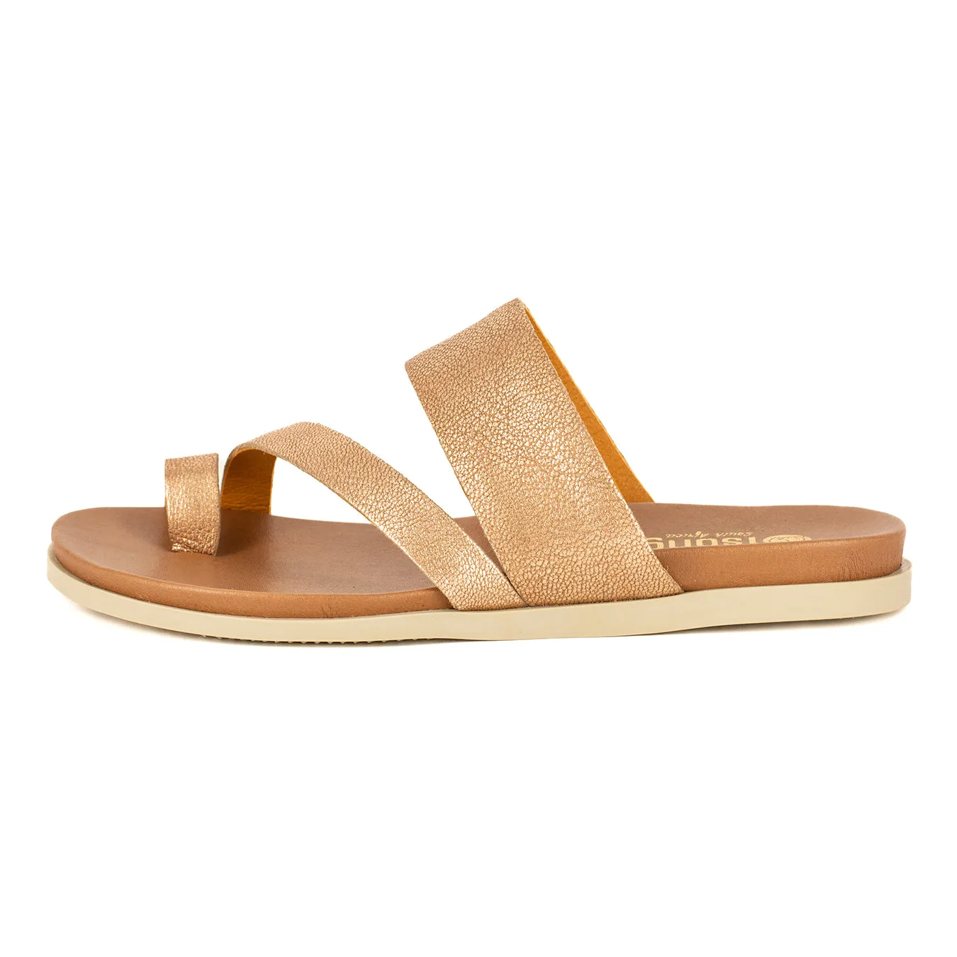 Ningizimu : Ladies Leather Sandal in Gold Metallic