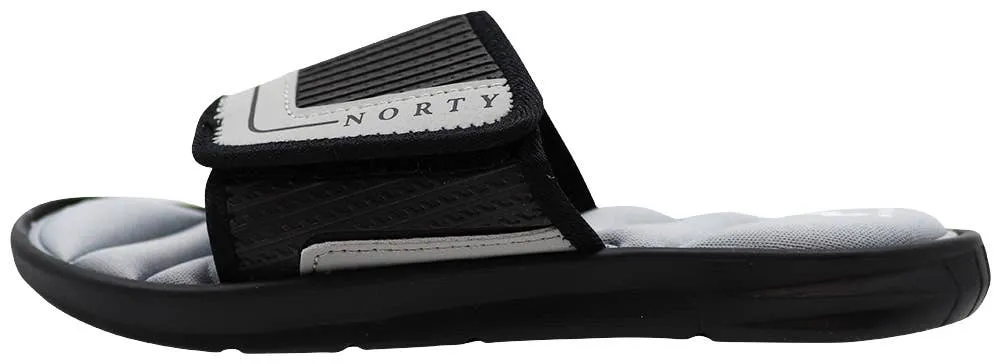 Norty Boys 11-4 Black Grey Memory Foam Slides 12150
