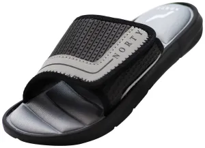 Norty Boys 11-4 Black Grey Memory Foam Slides 12150
