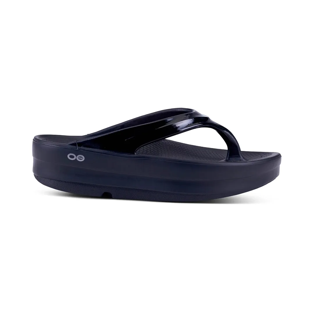 OOFOS UNISEX OOMEGA THONG  SANDALS - BLACK