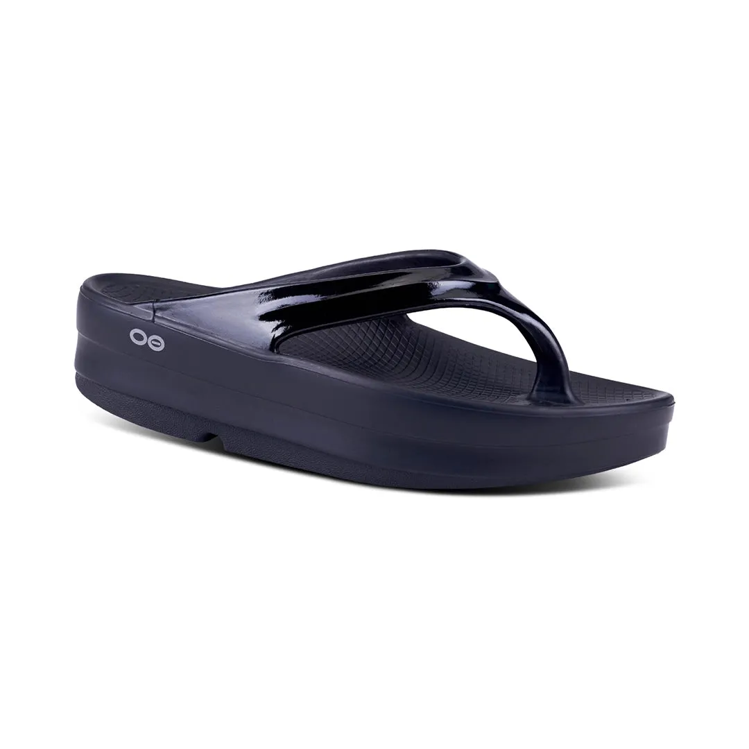 OOFOS UNISEX OOMEGA THONG  SANDALS - BLACK