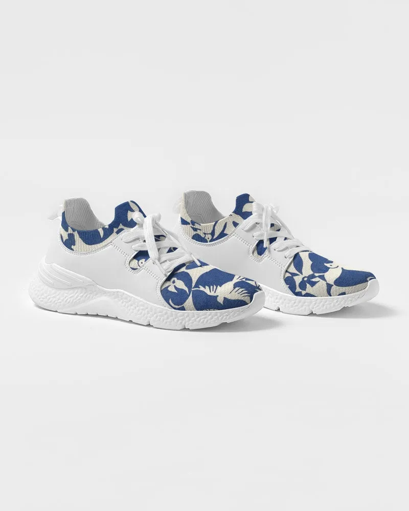 Pigeons Pattern Men's Two-Tone Sneaker (Blue and Beige)