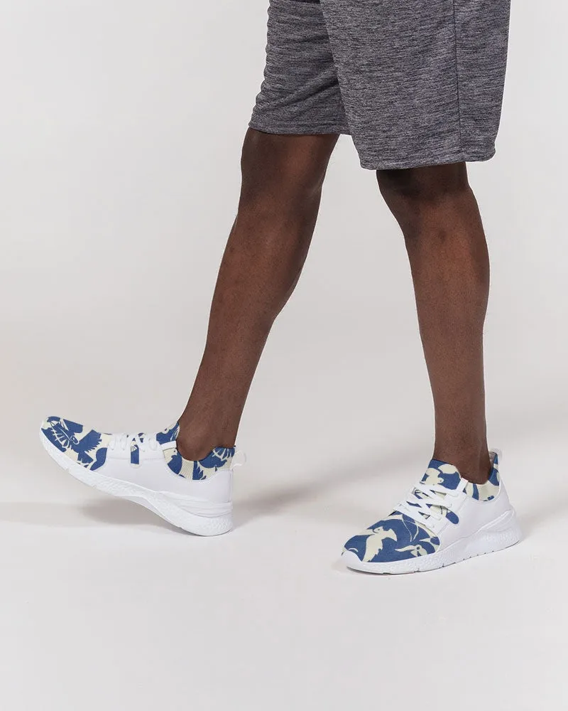Pigeons Pattern Men's Two-Tone Sneaker (Blue and Beige)