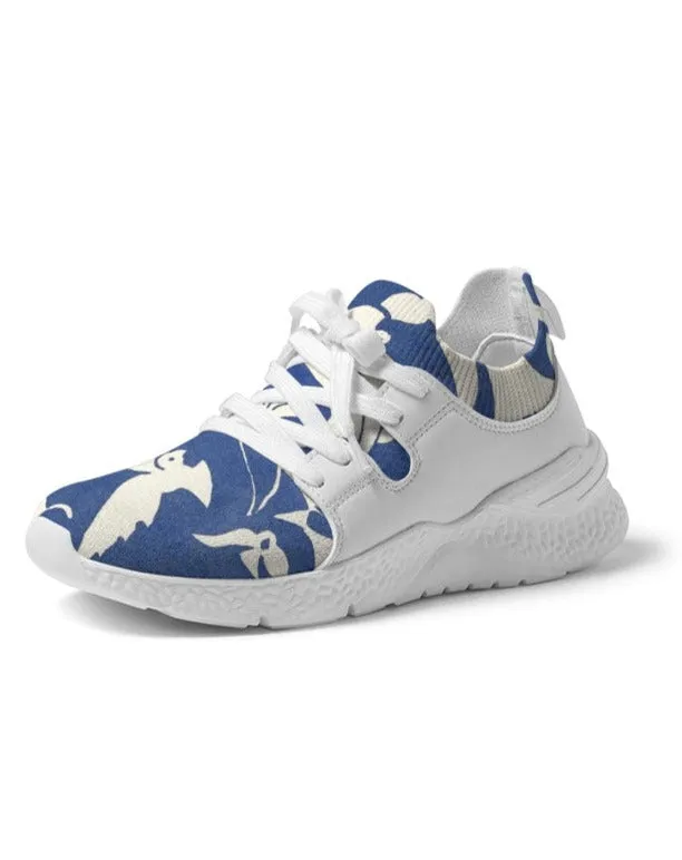 Pigeons Pattern Men's Two-Tone Sneaker (Blue and Beige)