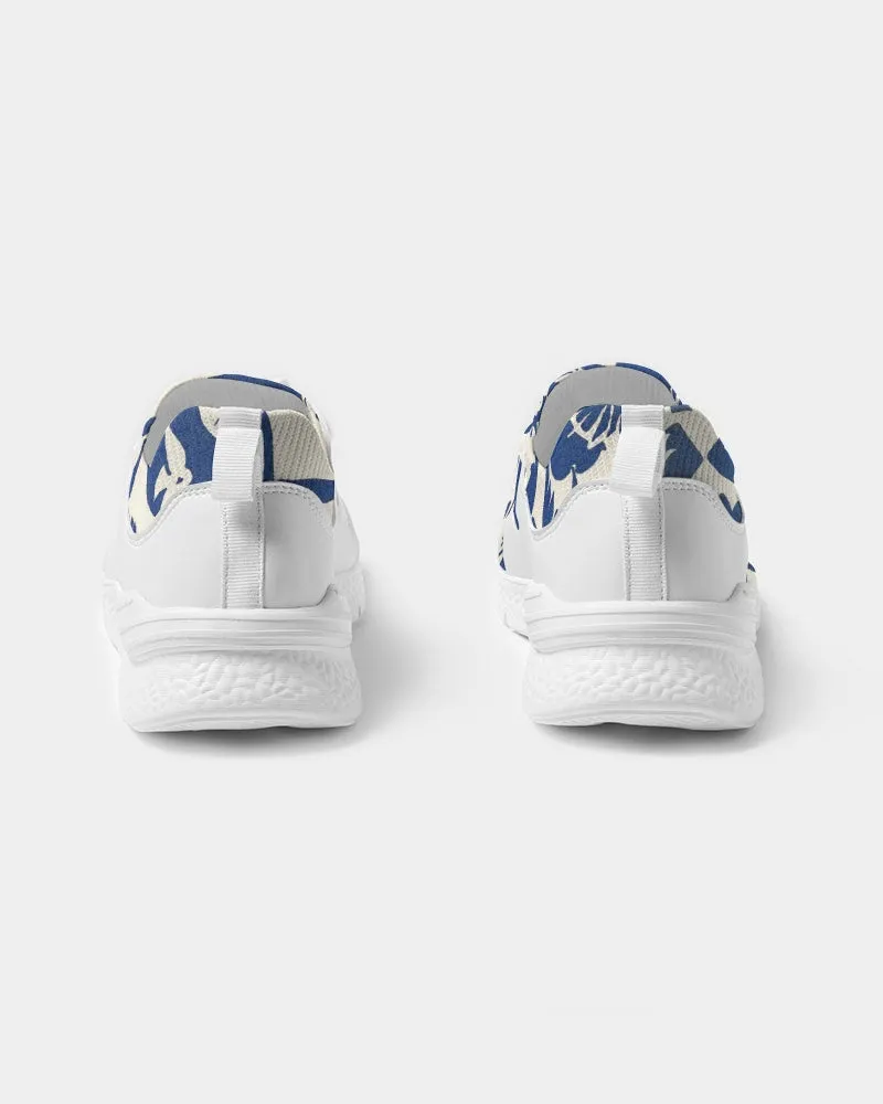 Pigeons Pattern Men's Two-Tone Sneaker (Blue and Beige)