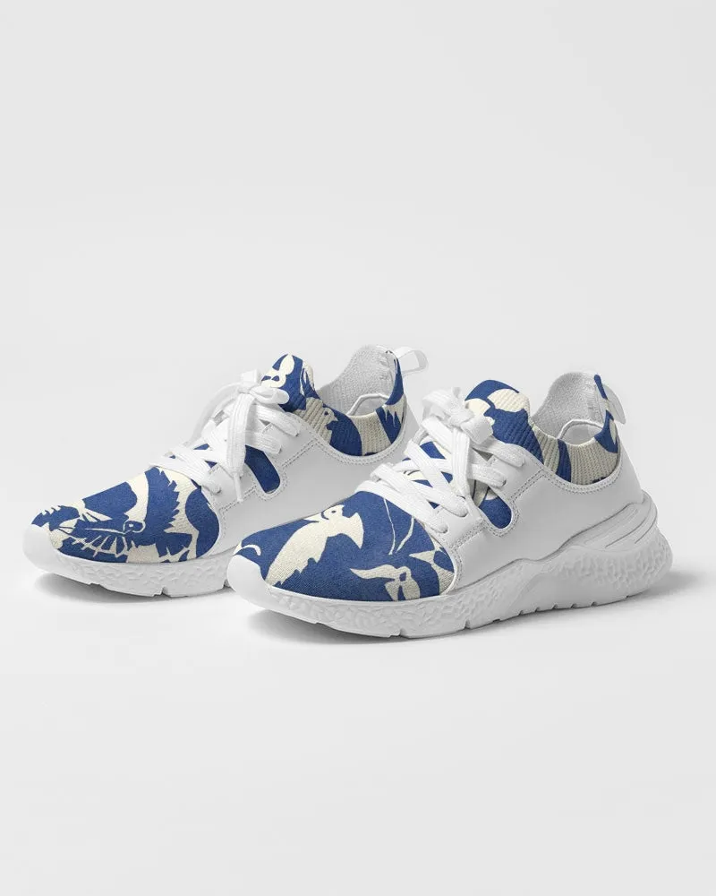 Pigeons Pattern Men's Two-Tone Sneaker (Blue and Beige)