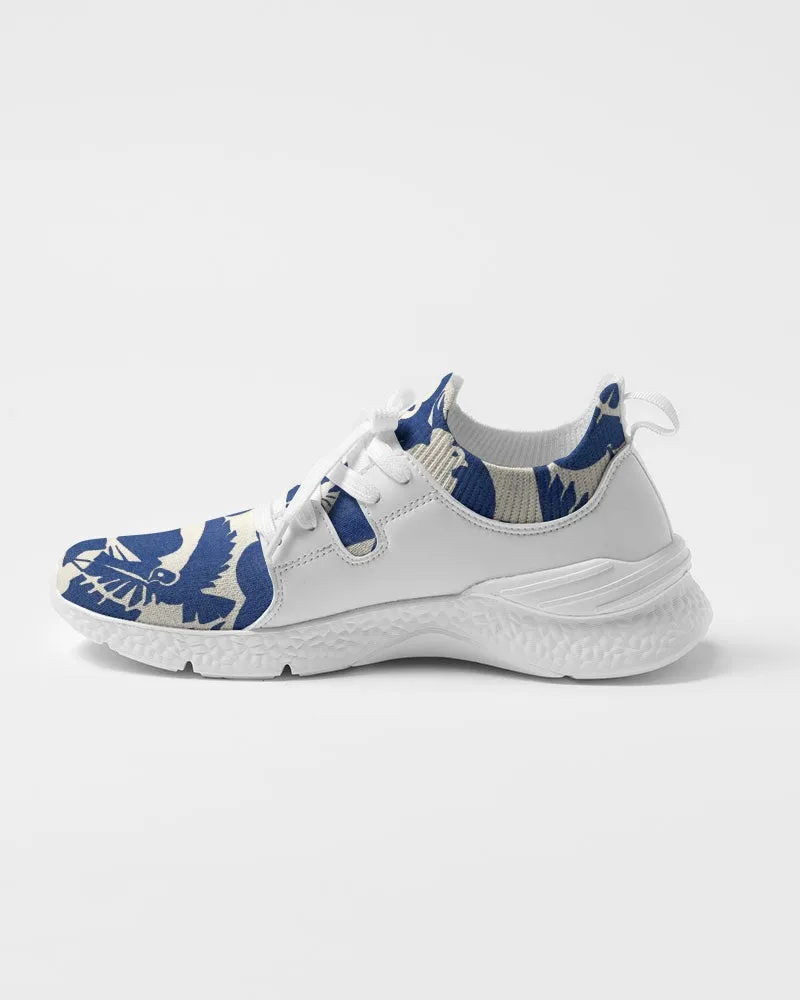 Pigeons Pattern Men's Two-Tone Sneaker (Blue and Beige)