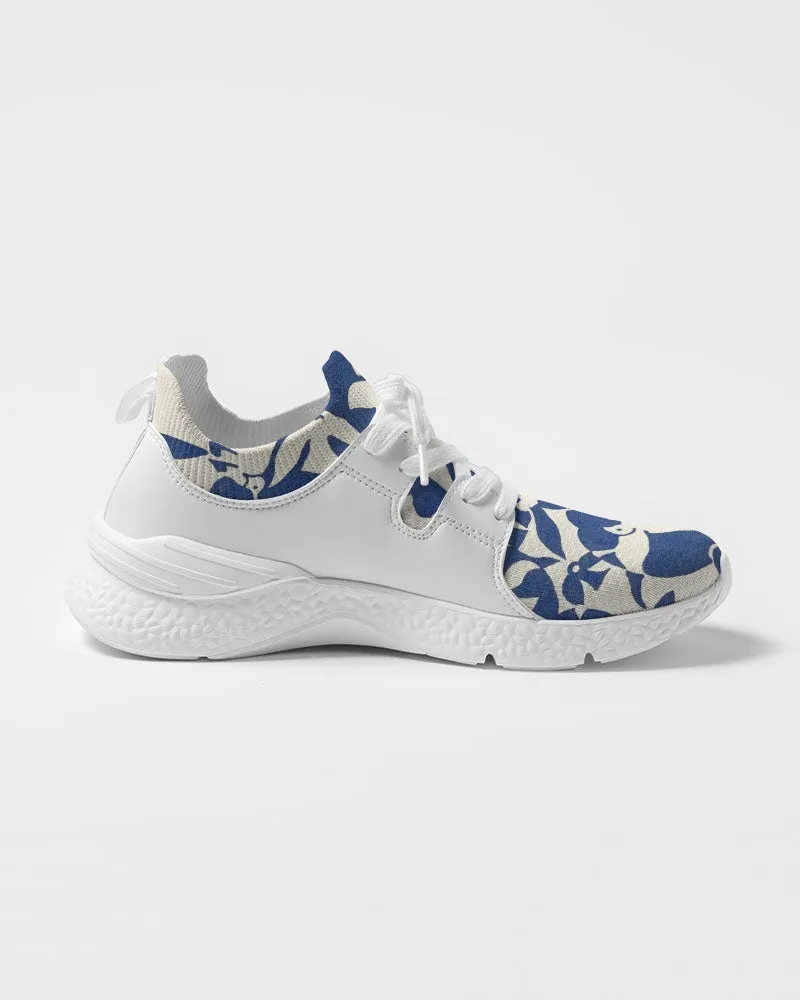 Pigeons Pattern Men's Two-Tone Sneaker (Blue and Beige)