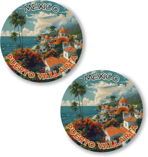 Puerto Vallarta Mexico Pin Button 2.25 inch 2-Pack  Pinback Button for Jeans Pants Shirt Backpack  Pins for Clothes Hat Cap ID45000