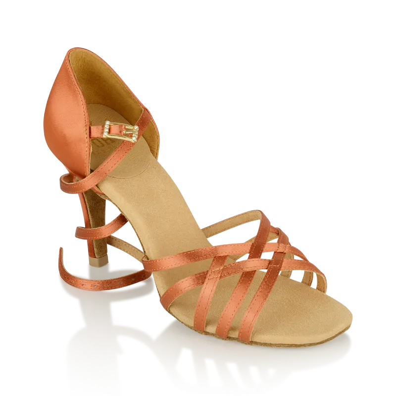 Ray Rose H860-X Kalahari Xtra | Dark Tan Satin | Ladies Latin Dance Shoes - WIDE