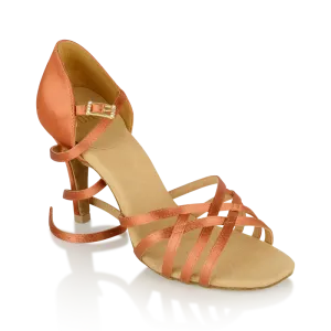 Ray Rose H860-X Kalahari Xtra | Dark Tan Satin | Ladies Latin Dance Shoes - WIDE