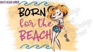 Red headed Born for the Beach PNG/JPeg Download