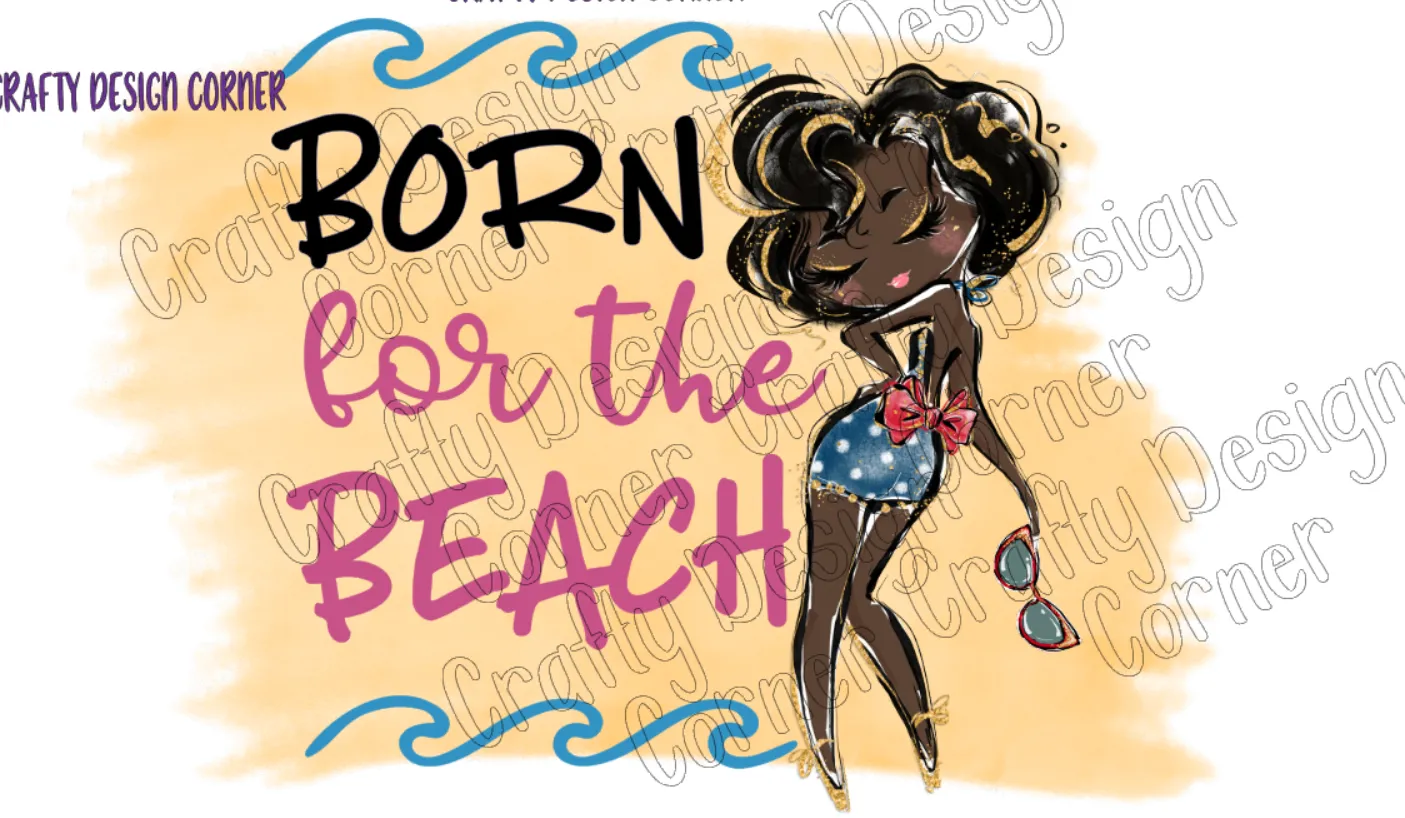 Red headed Born for the Beach PNG/JPeg Download