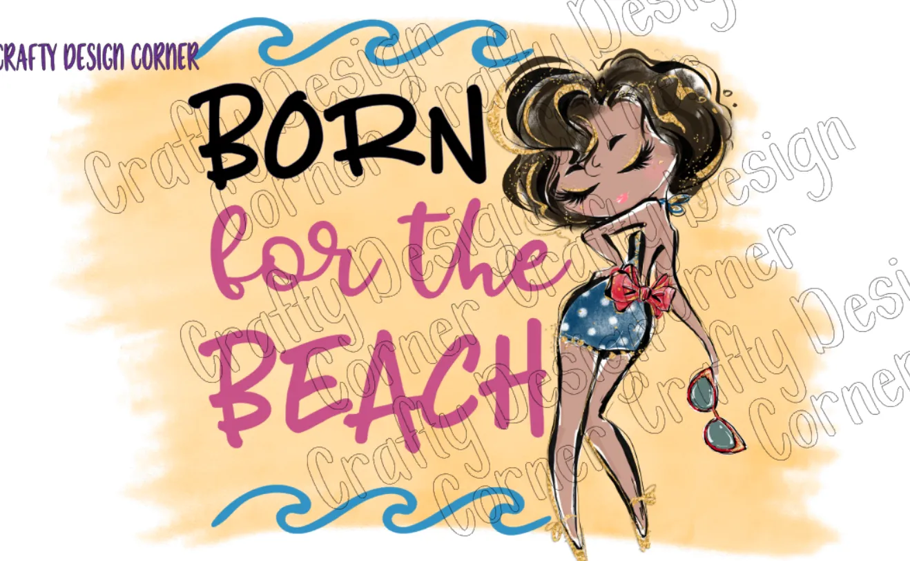 Red headed Born for the Beach PNG/JPeg Download