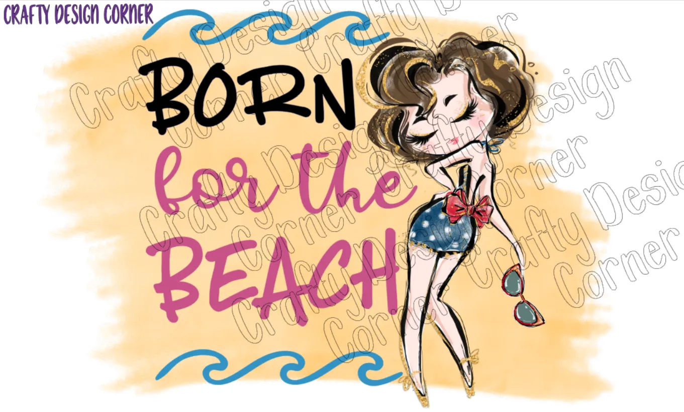 Red headed Born for the Beach PNG/JPeg Download