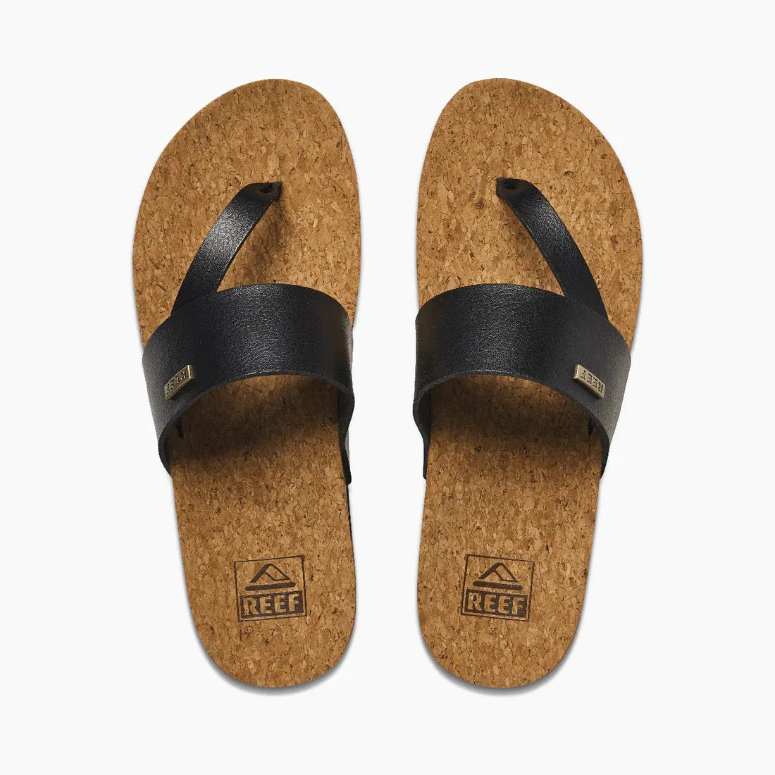 Reef "Cushion Sol Hi" Women's Platform Sandals in Black/Tan