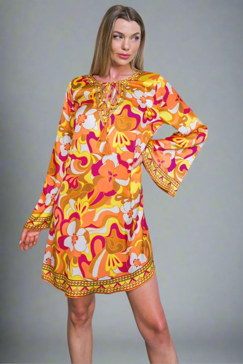 Retro Big Flower Mini Dress