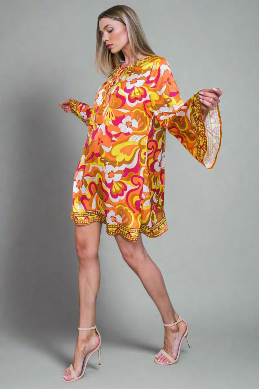 Retro Big Flower Mini Dress