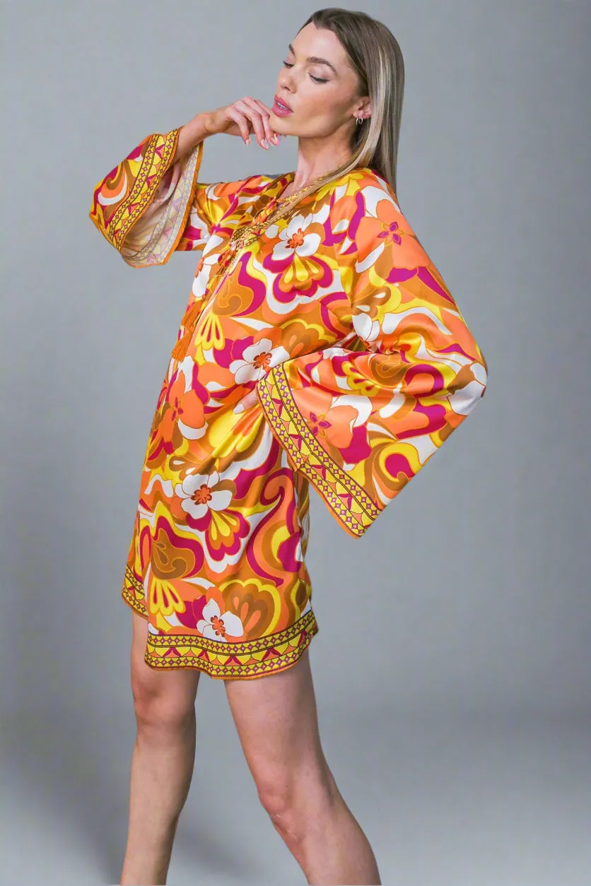 Retro Big Flower Mini Dress