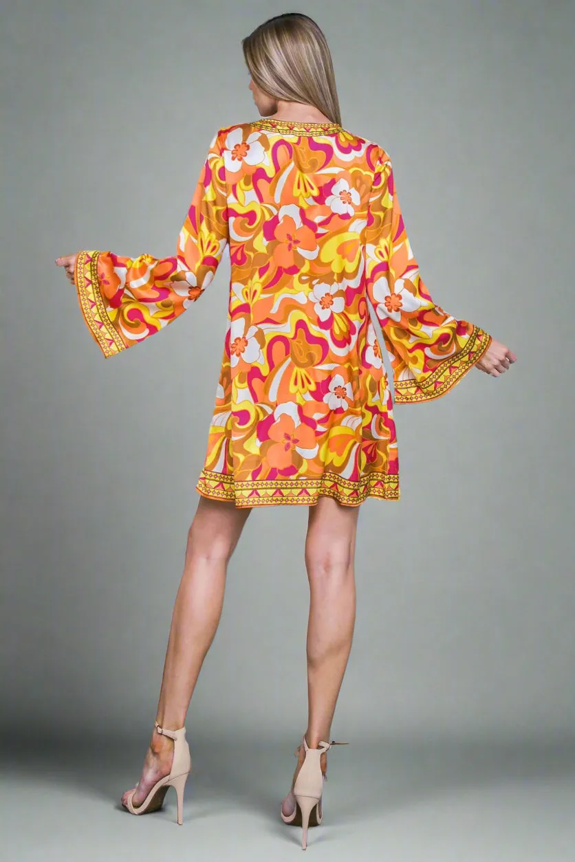 Retro Big Flower Mini Dress