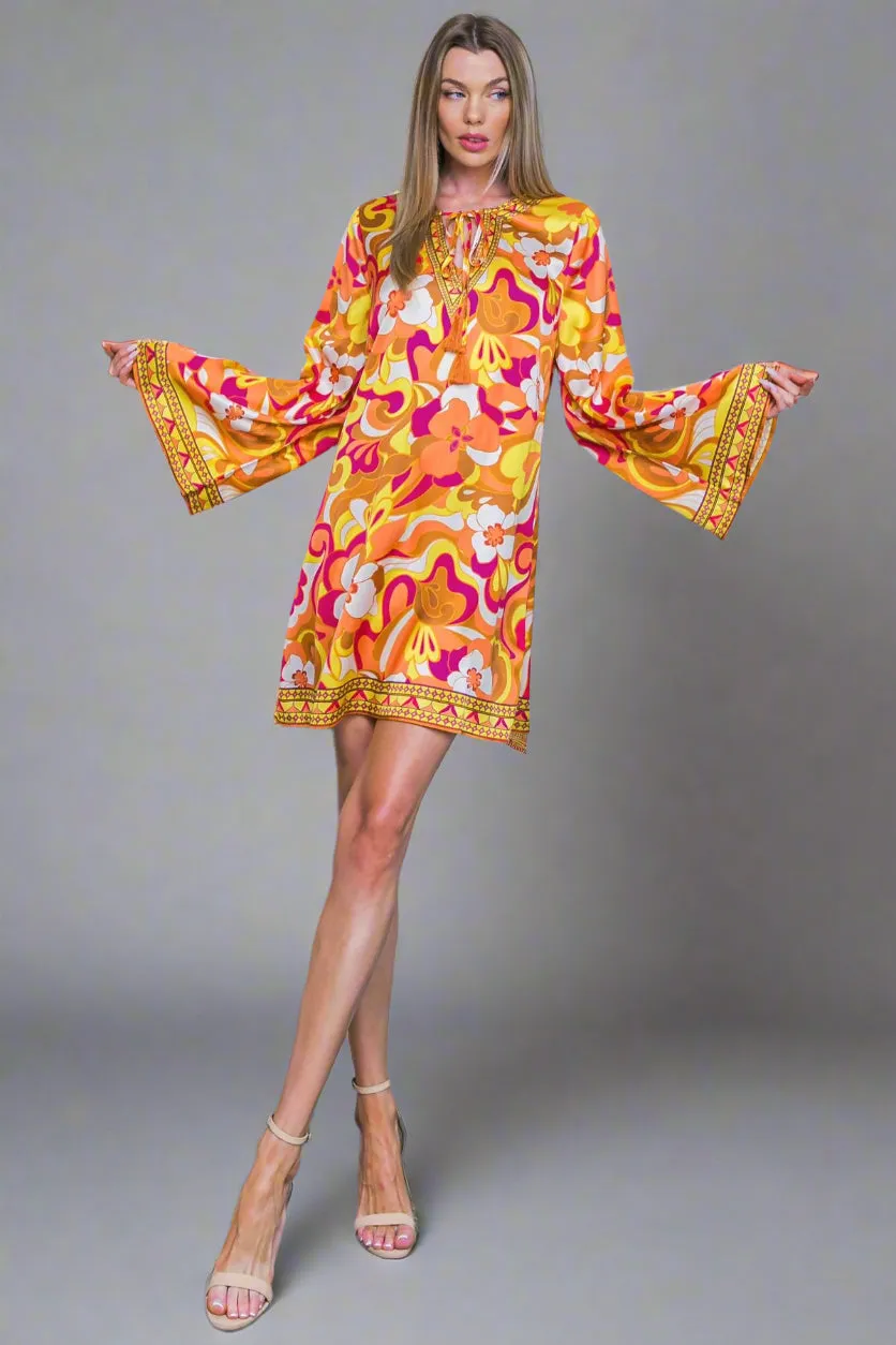 Retro Big Flower Mini Dress