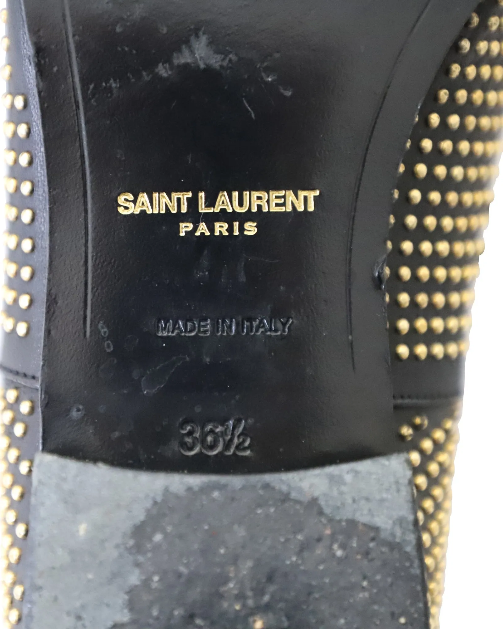 Saint Laurent Studded Accents Oxfords in Black Leather