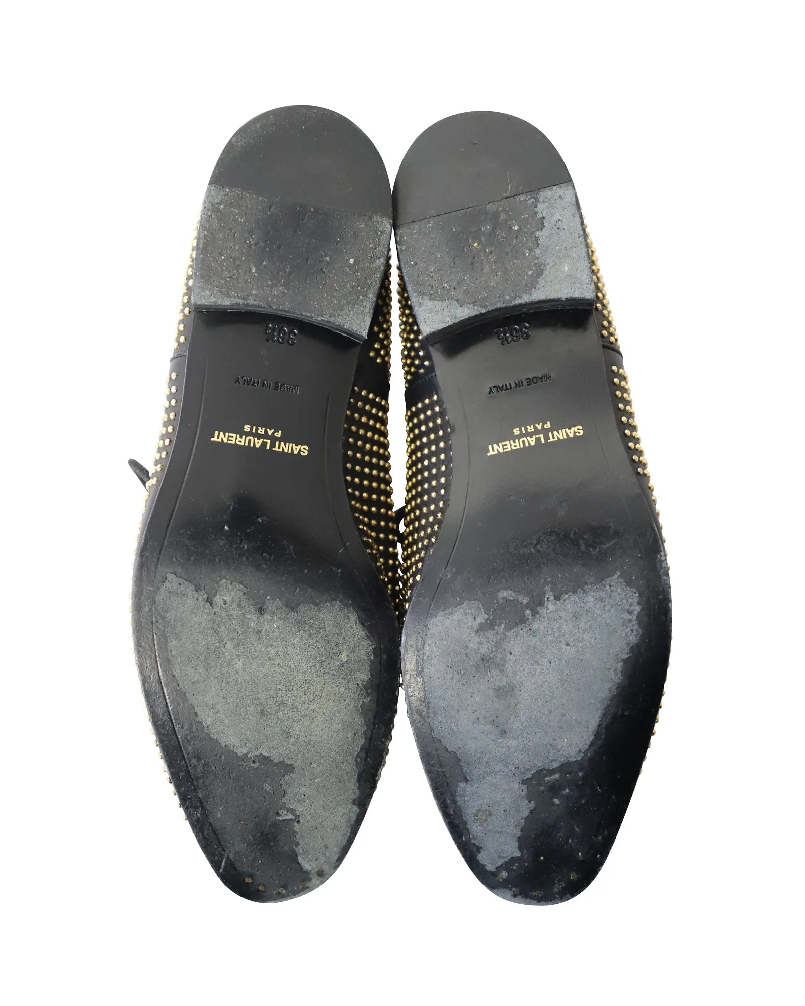 Saint Laurent Studded Accents Oxfords in Black Leather