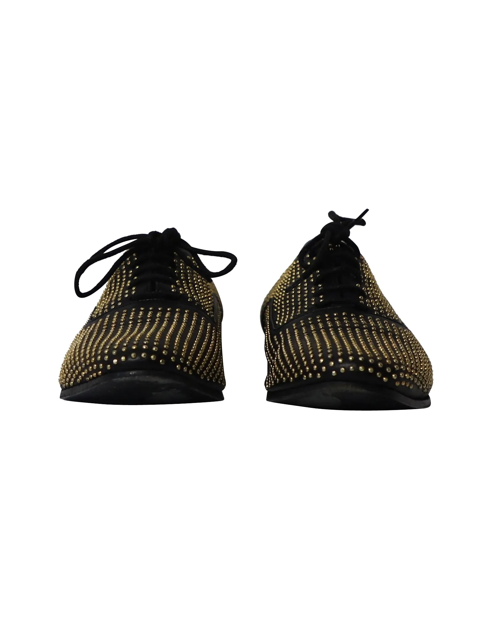 Saint Laurent Studded Accents Oxfords in Black Leather