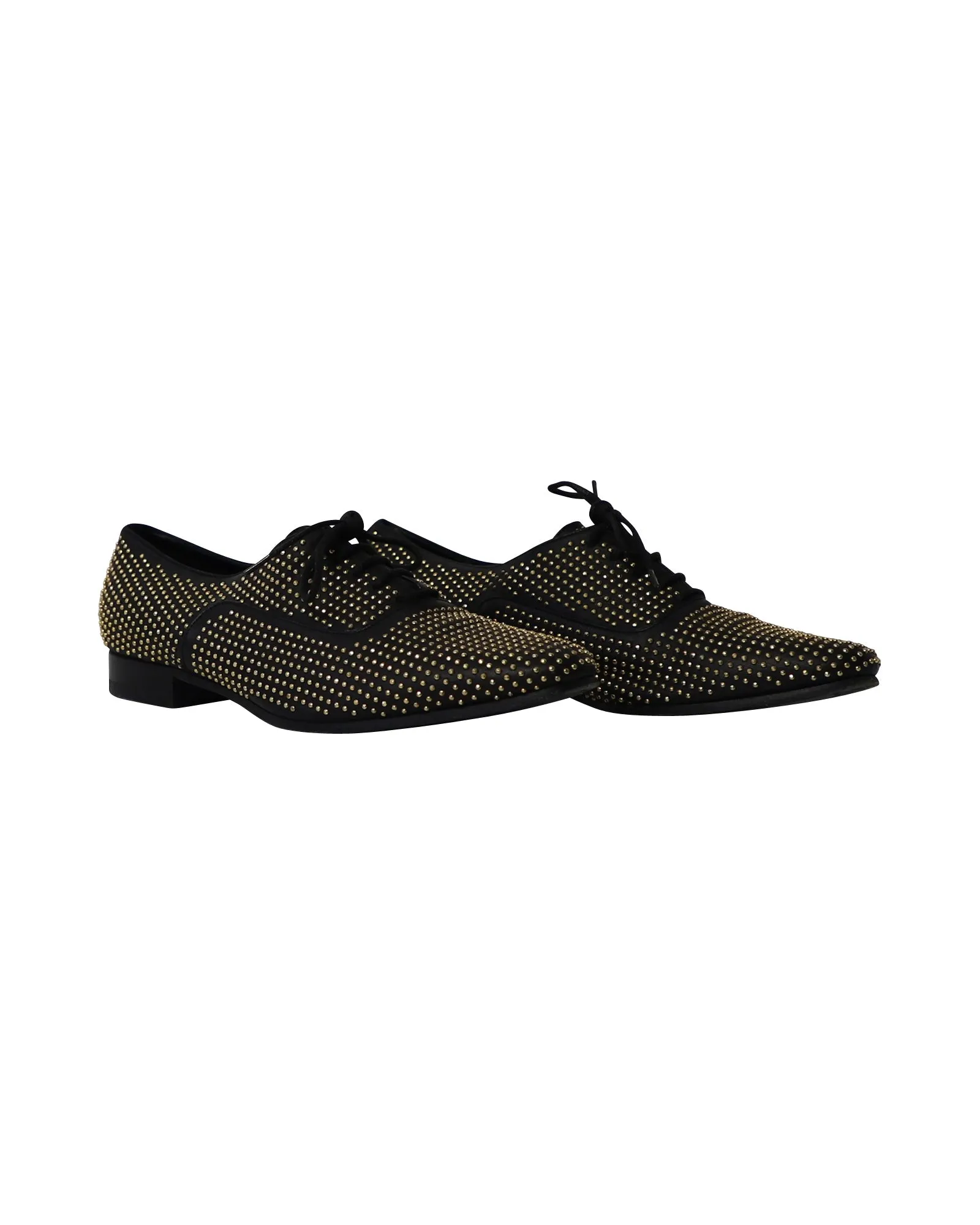 Saint Laurent Studded Accents Oxfords in Black Leather