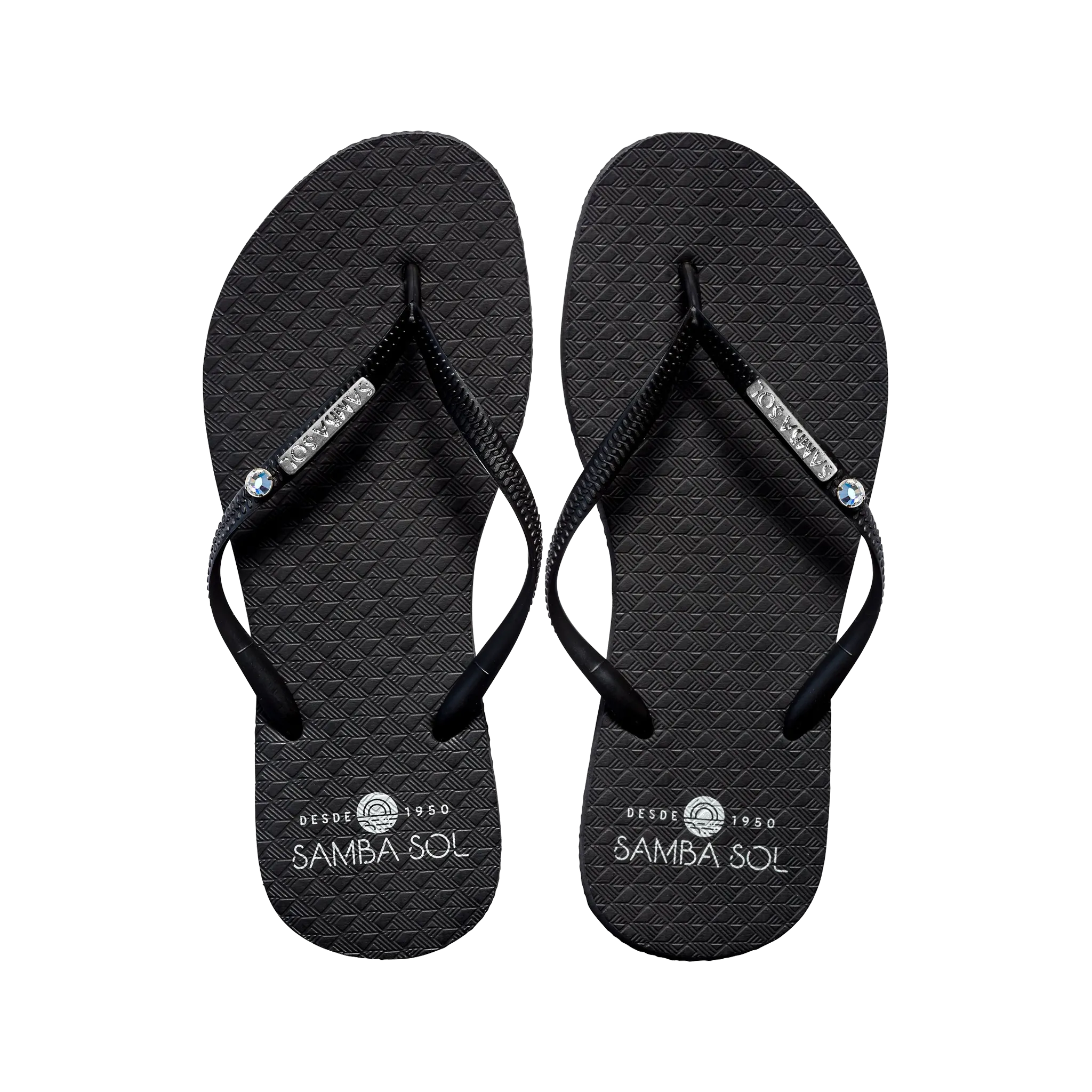 Samba Sol Women's Swarovski Crystal Collection Flip Flops - Black Crystal
