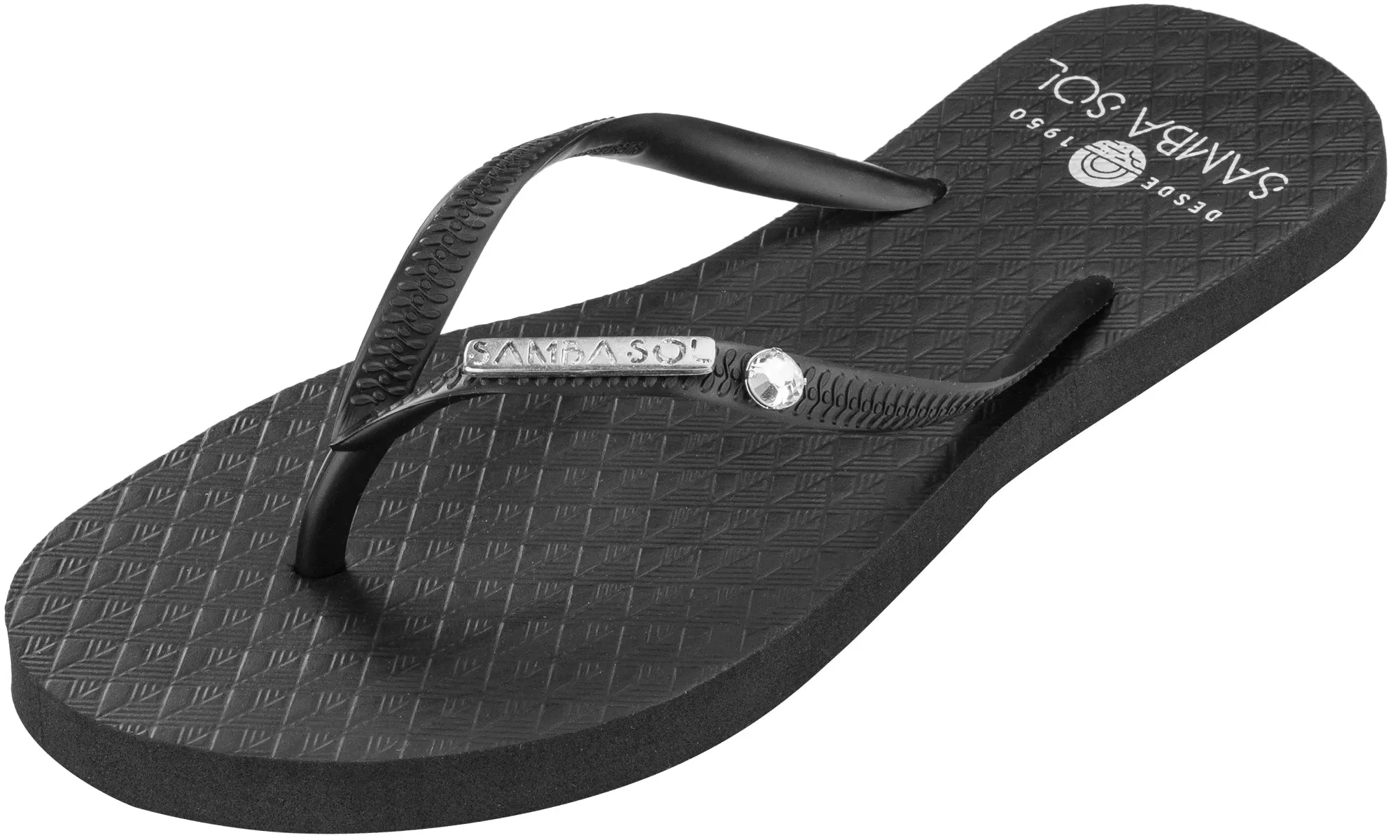 Samba Sol Women's Swarovski Crystal Collection Flip Flops - Black Crystal
