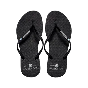 Samba Sol Women's Swarovski Crystal Collection Flip Flops - Black Crystal