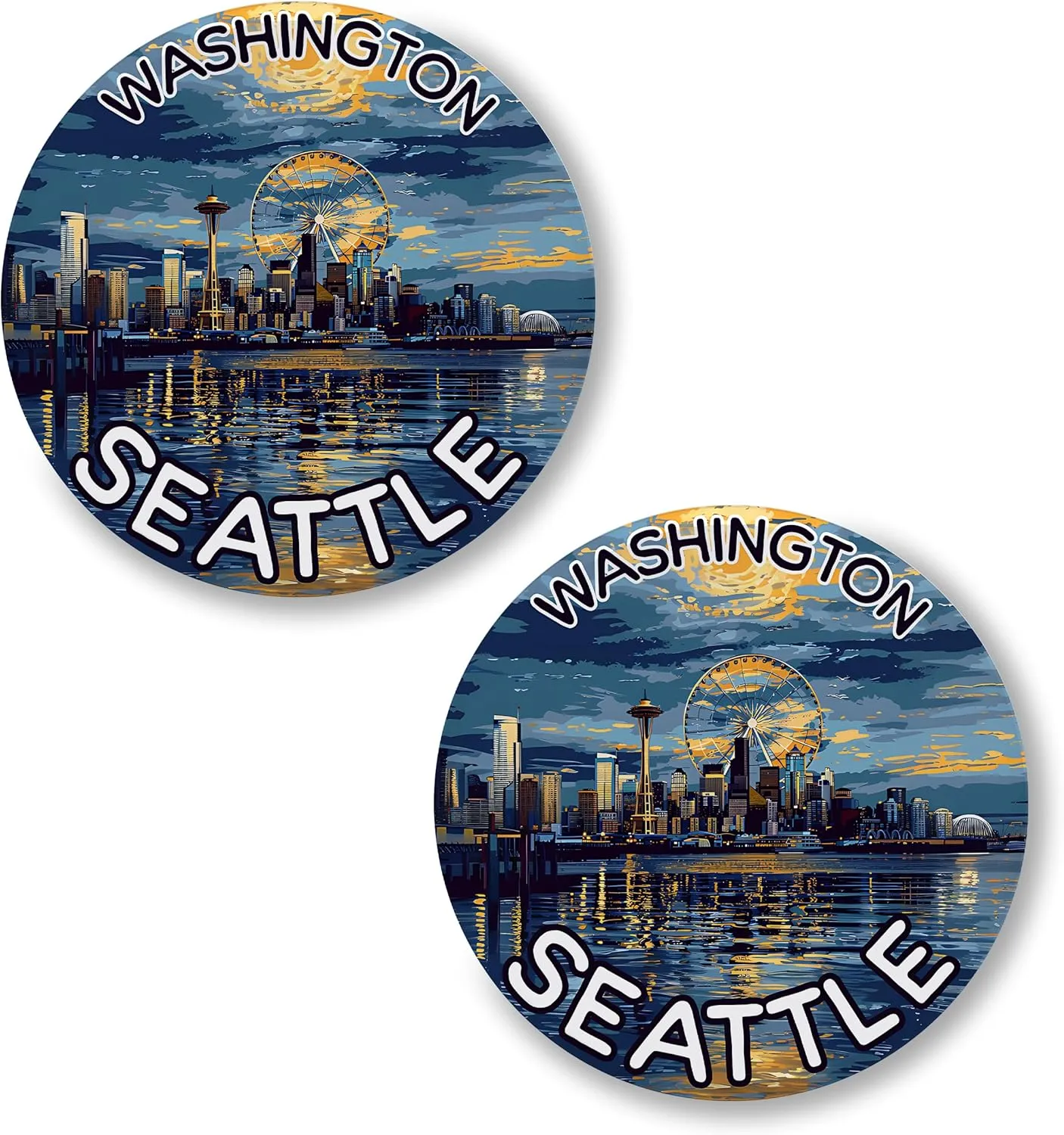 Seattle Washington Pin Button 2.25 inch 2-Pack  Pinback Button for Jeans Pants Shirt Backpack  Pins for Clothes Hat Cap ID45000