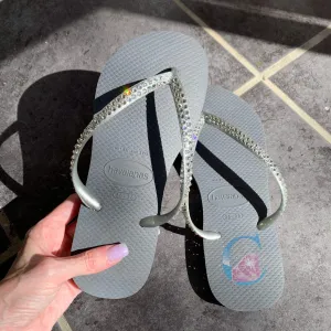 Silver Thin Strap Havaianas - 2 Rows *