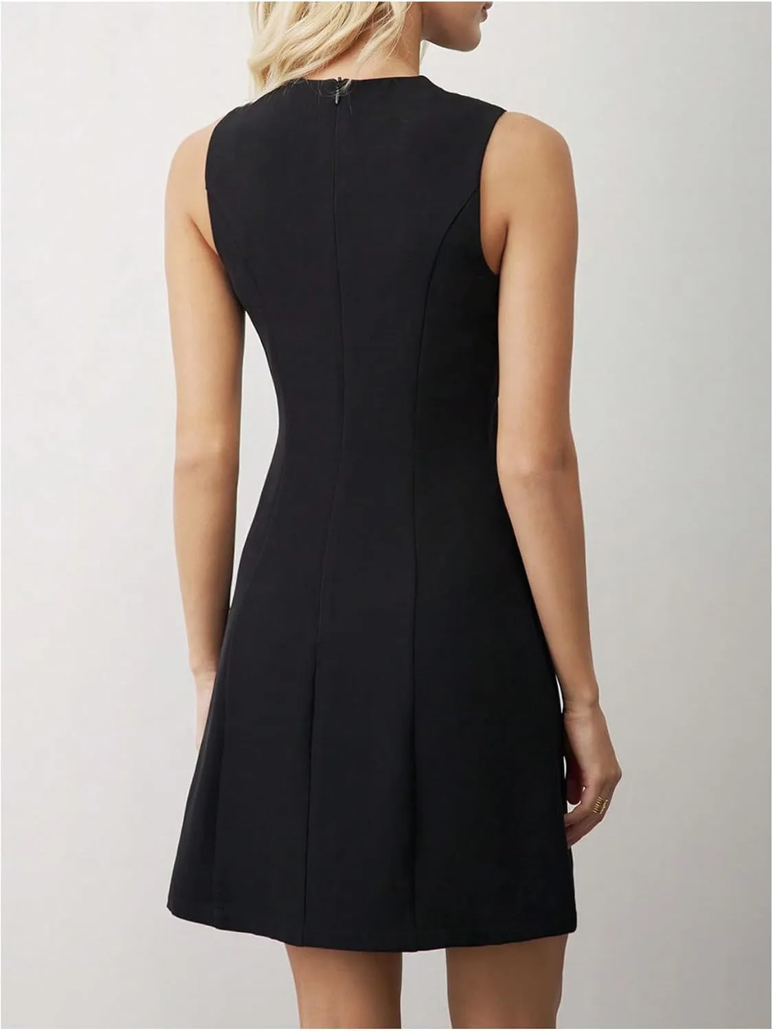 SweatyRocks Women's Crew Neck Sleeveless Mini Dresses Split Button Elegant Formal Dresses