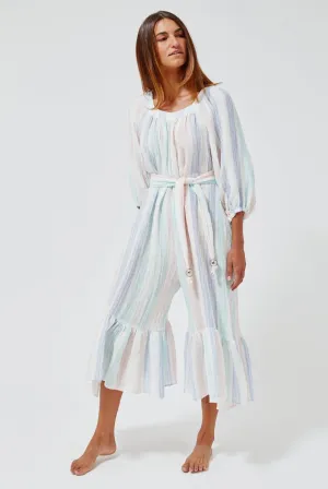 THE LAURE JUMPSUIT in PASTEL MULTI STRIPED GAUZE