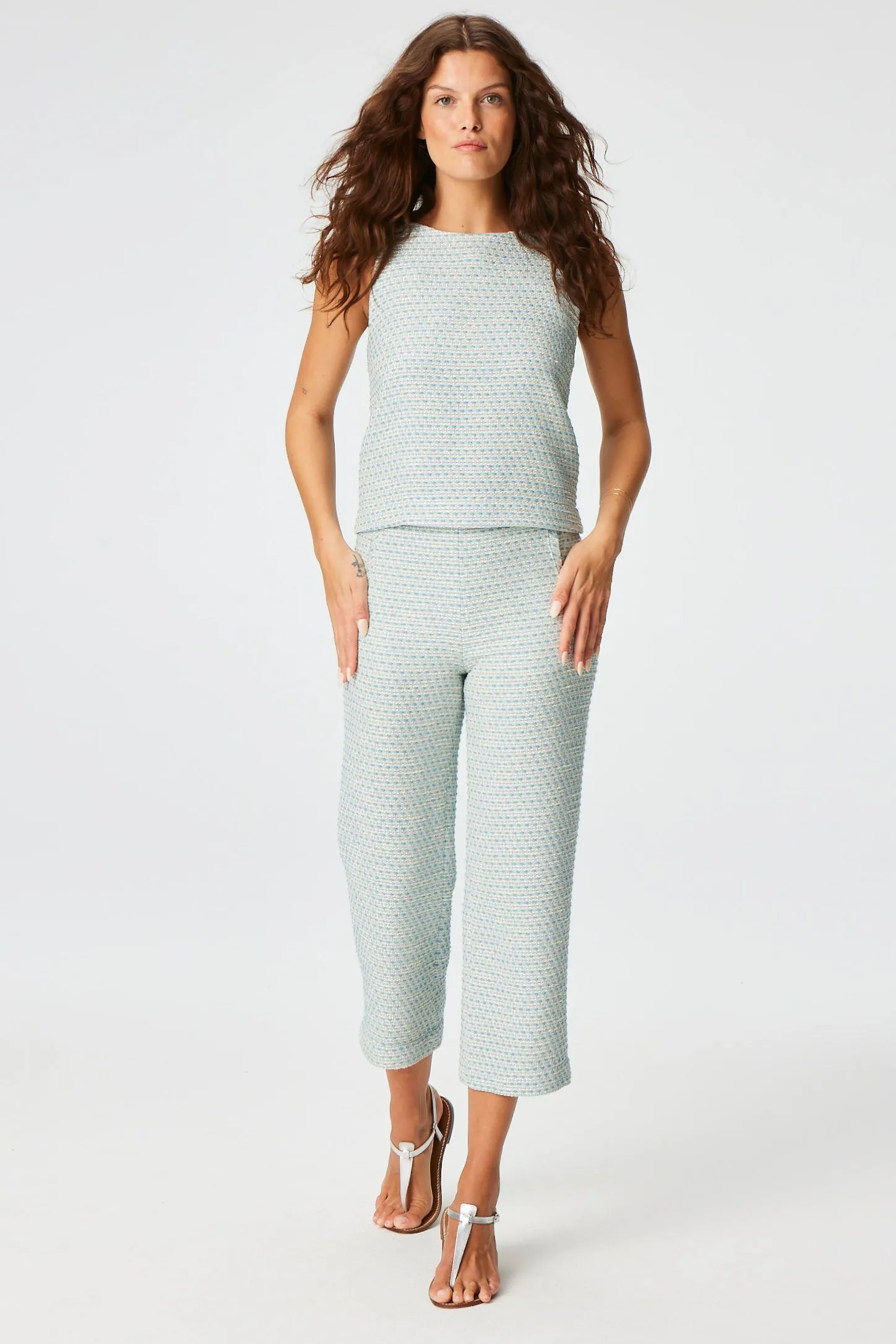 THE SHIFT TOP in POWDER BLUE METALLIC TWEED