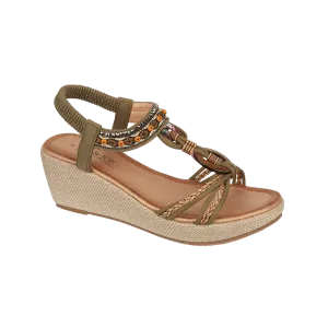 Trinidad Lightweight Wedge Sandal - Khaki