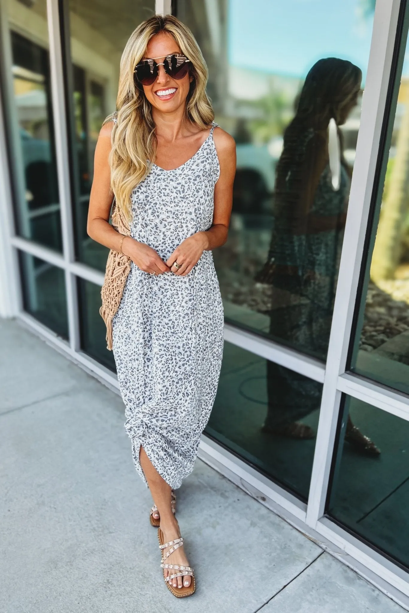 Wild Heart Oversized Grey Leopard Maxi Dress