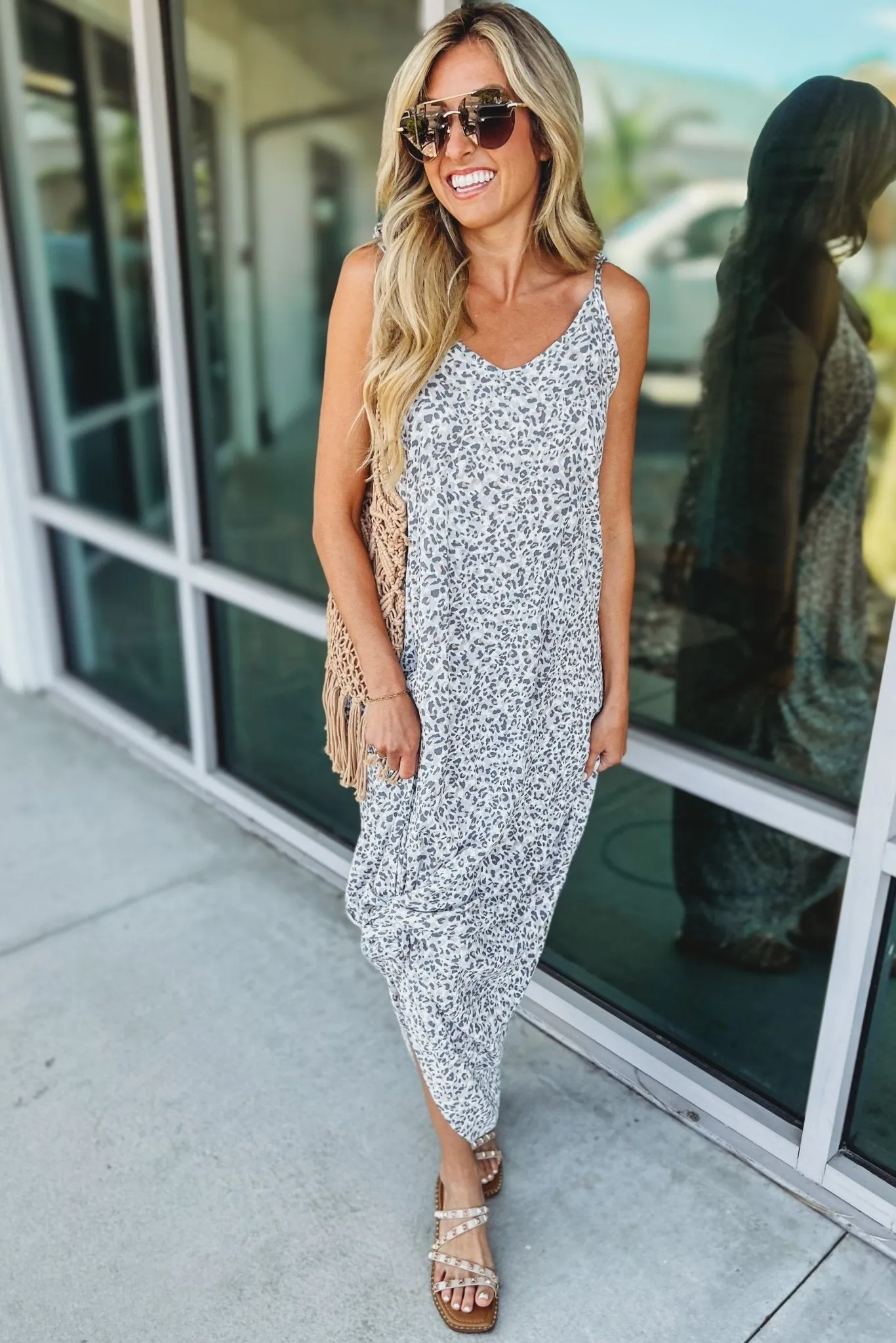 Wild Heart Oversized Grey Leopard Maxi Dress