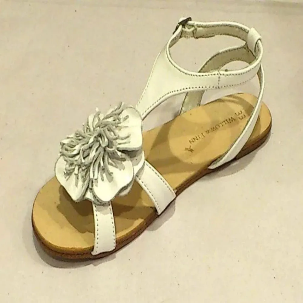Willow and Finn White Tassle Flower Sandal