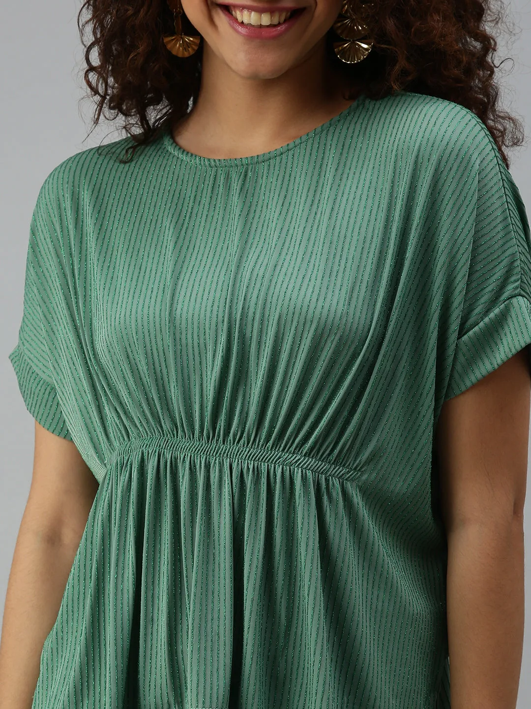 Women Green Solid Kaftan Top