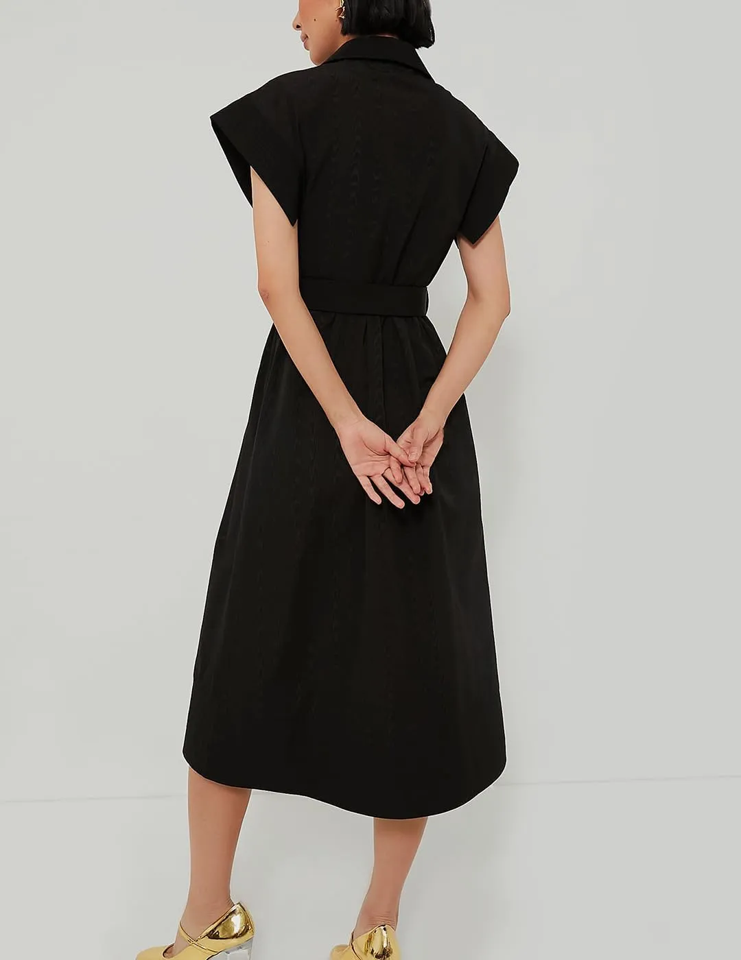 Women's Casual Button Shirt Dresses Short Sleeve Business Long Dresses Elegant Trench Coat with Pockets