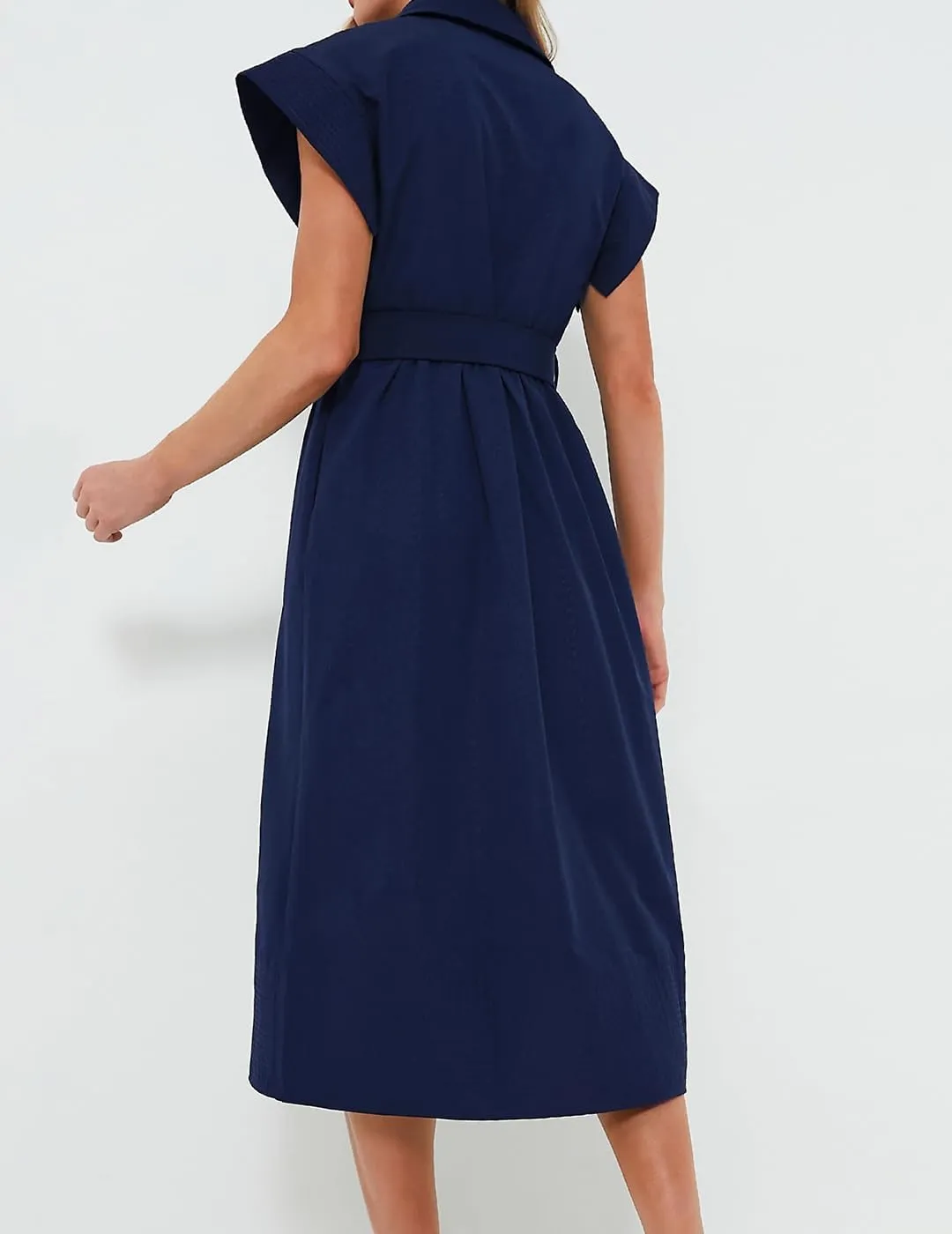 Women's Casual Button Shirt Dresses Short Sleeve Business Long Dresses Elegant Trench Coat with Pockets