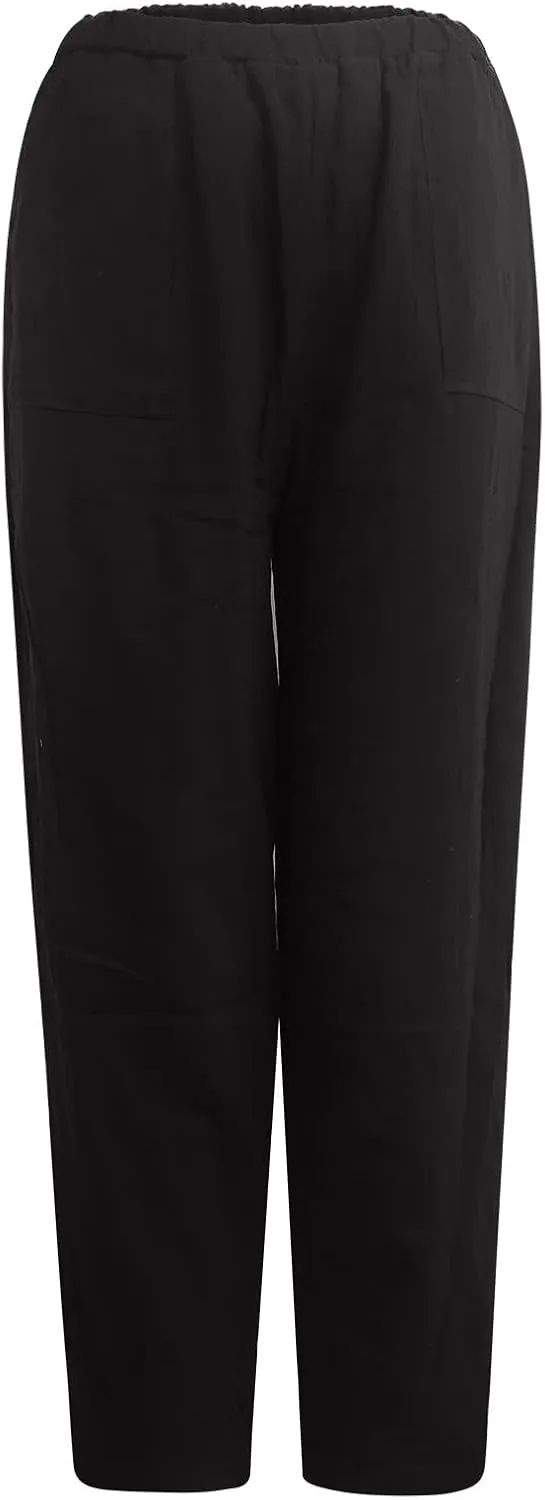 Women's Casual Lantern Tapered Harem Linen Pants Loose Fit Style Ankle Trousers Summer Baggy Slacks with Pocket