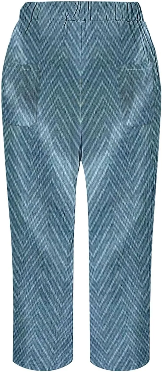 Womens Leggings and Summer Casual Drawstring Pants Casual Slacks Business Pants with Pockets Linen Pants for Women